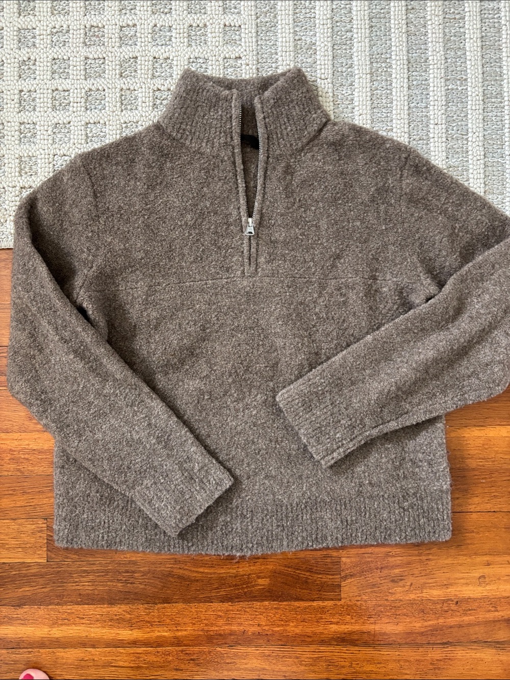 Jenni Kayne Half-Zip Boucle Wool Blend Sweater - driftwood